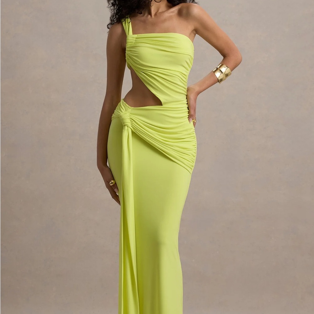 Club L London Giovanna lime green asymmetric maxi dress - Never worn